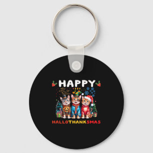 Porte-clés Chats de Hallothanksmas joyeux Halloween Thanksgiv
