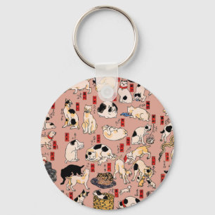 Porte-clés chats japonais Ukiyo-e Funny kitty