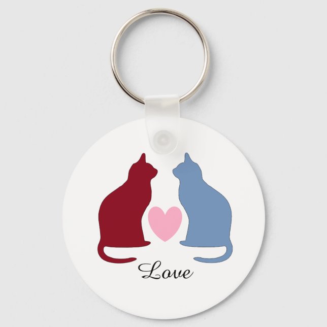 Porte-clés Chats mignons et amour du coeur (Recto)