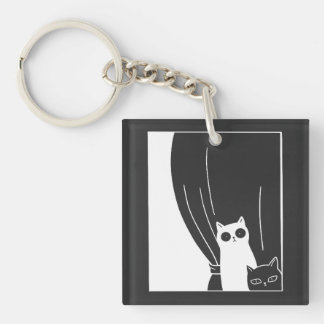 Porte-clés Chats noir et blanc  