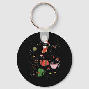 Porte-clés Chats noirs amusants Santa Hat sapin de Noël Joyeu