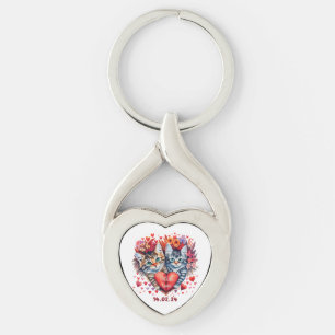 Porte-clés Chats Valentines au coeur