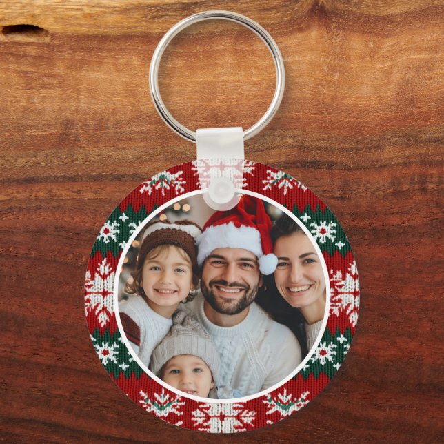 Porte-clés Chaud de Noël moche Rouge et vert (Recto)