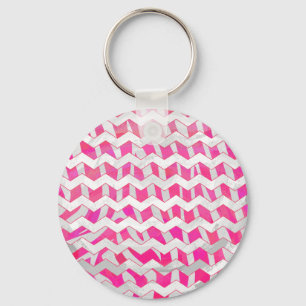 Porte-clés Chaud rose et blanc Chevron Zebra
