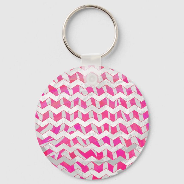 Porte-clés Chaud rose et blanc Chevron Zebra (Recto)