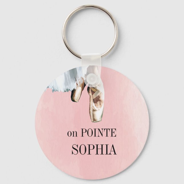 Porte-clés Chaussons de ballon Pointe rose personnelle (Recto)