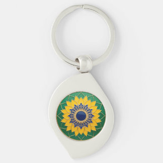 Porte-clés Chaveiro Luxury 3D Solar Mandala Keychain - Gold &