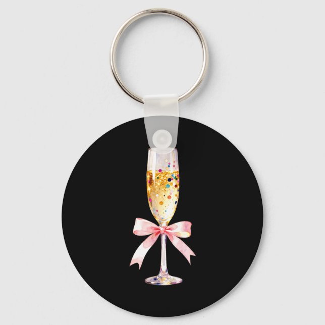 Porte-clés Cheer Happy New Year Coquette Bow Champagne New Ye (Recto)