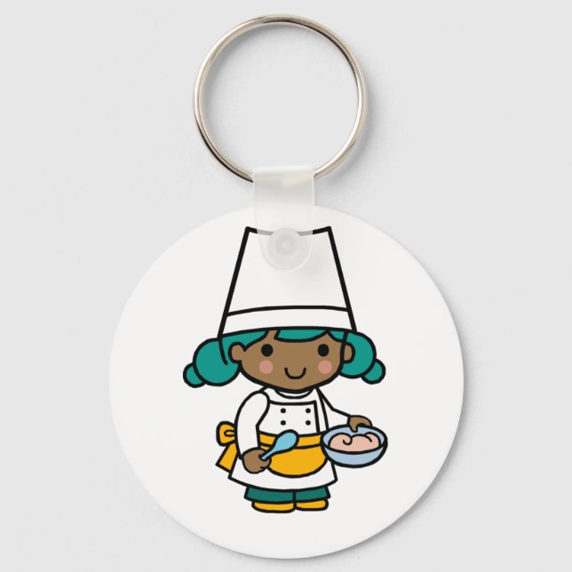 Porte-clés Chef / Baker Girl en cuisine d'Apron (Recto)