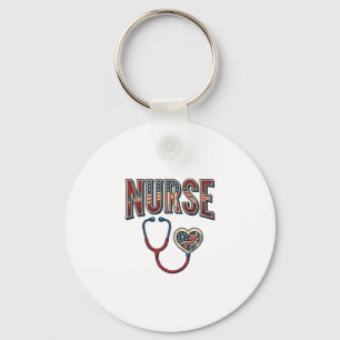 Porte-clés Chemise à manches avec stéthoscope patriotique d'i