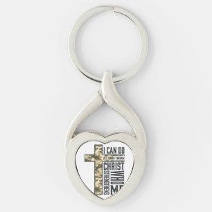 Porte-clés Chemise chrétienne Croix de la Foi Je peux faire t