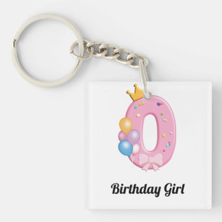 Porte-clés Chemise d'anniversaire pour filles numéro 0 Thème 