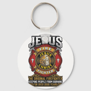 Porte-clés Chemise de foi chrétienne vintage Jésus pompier