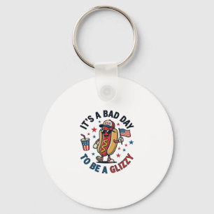 Porte-clés Chemise de gravure vintage de hot dog patriotique