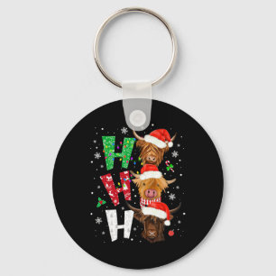 Porte-clés Chemise de Noël Ho Ho Ho à imprimé vache écossaise
