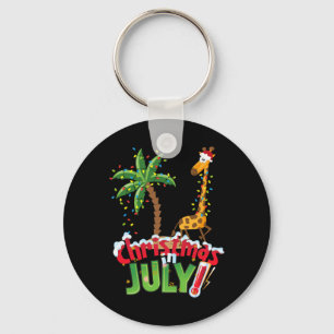 Porte-clés Chemise drôle de Noël en juillet Santa Girafe Palm