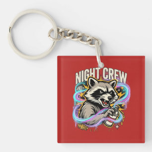Porte-clés Chemise graphique Night Crew Raccoon Graffiti