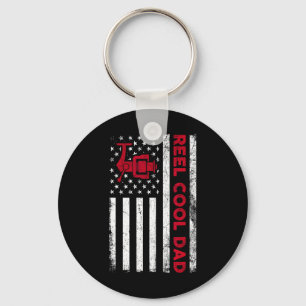 Porte-clés Chemise Papa Super Cool Drapeau Américain Pêche à