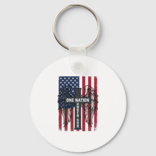 Porte-clés Chemise Une Nation Sous Dieu Ailes Croix Patriotiq