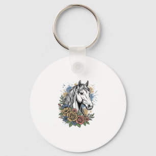 Porte-clés Chemise vectorielle de conception de cheval floral