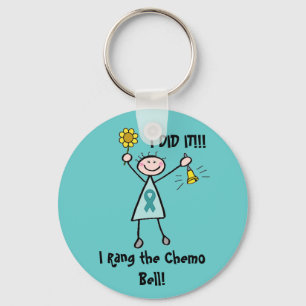 Porte-clés Chemo Bell - Cancer de l'ovaire Turquoise ruban