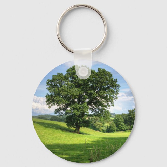 Porte-clés Chêne vert été beau paysage (Recto)