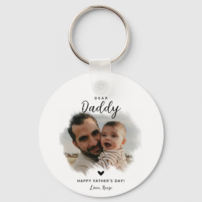 Porte-clés Cher papa | Fête des pères de coeur photo moderne (Recto)