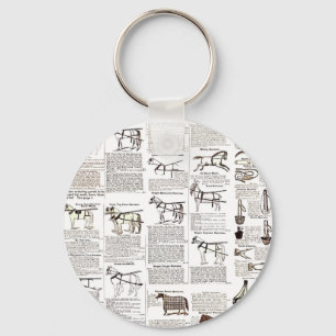 Porte-clés Cheval Antique Publicité Journal Art