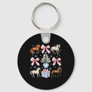 Porte-clés Cheval Coquette Bow Christmas Horses Fermier Cowgi