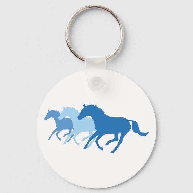 Porte-clés Cheval de course (bleu) (Recto)