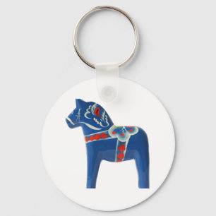 Porte-clés Cheval de Dala suédois bleu