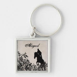 Porte-clés Cheval de saut anglais personnalisé Vintage Floral