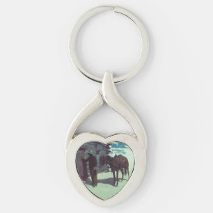 Porte-clés Cheval et Cowboy neige hivernale