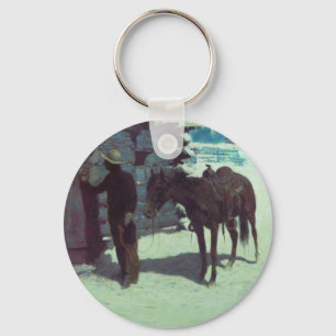 Porte-clés Cheval et Cowboy neige hivernale