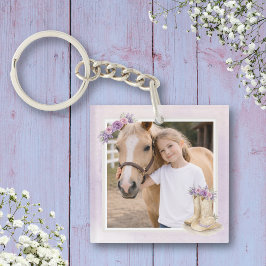 Porte-clés Cheval Fleur Violet Fille