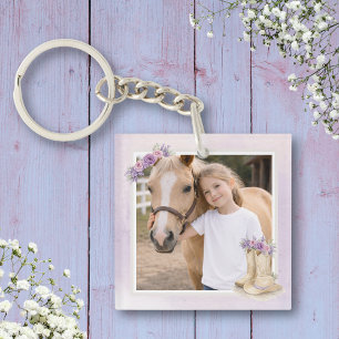 Porte-clés Cheval Floral Violet Filles
