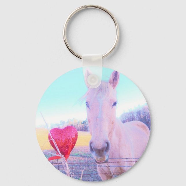 Porte-clés Cheval jaune et Coeur rouge (Recto)