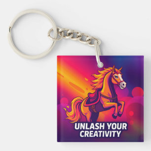 Porte-clés Cheval Majestueux avec Art Numérique Inspirant