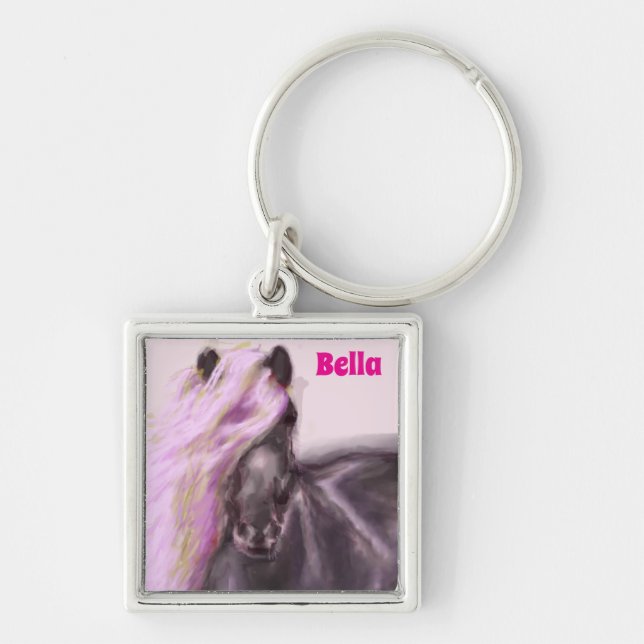 Porte-clés Cheval Personnalisé Dans Lilac Shades (Devant)