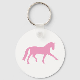 Porte-clés Cheval prolongé de dressage de trot (rose)