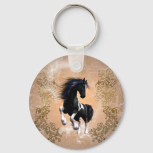 Porte-clés Cheval sauvage impressionnant avec les éléments