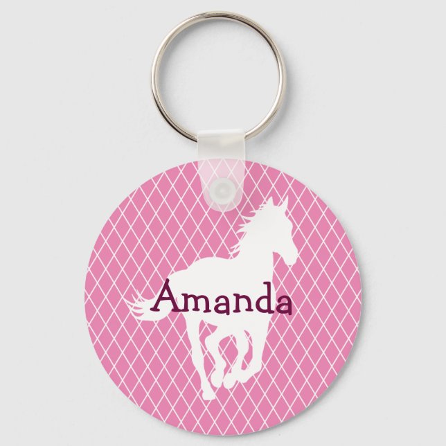 Porte-clés Cheval Silhouette Diamond Motif Personnalisé (Recto)