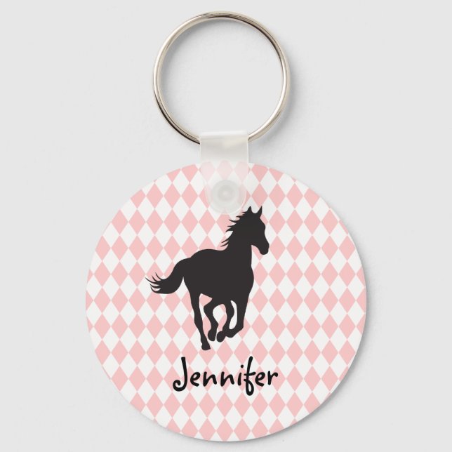Porte-clés Cheval sur Diamond Motif Modèle (Recto)
