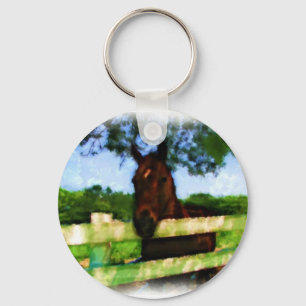 Porte-clés Cheval sur la clôture