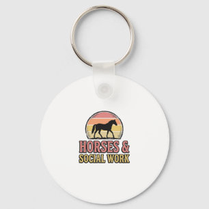 Porte-clés Cheval & Travail Social Retro Sunset Vector Design