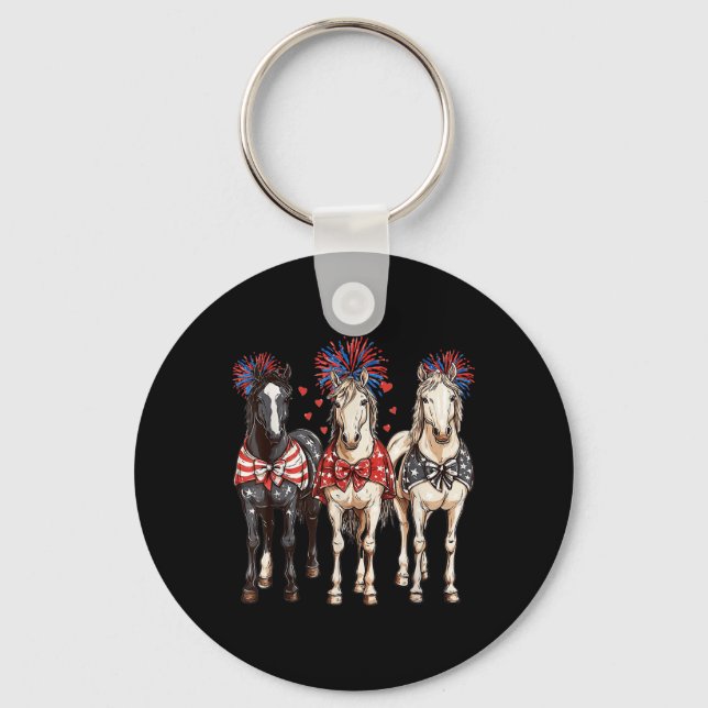 Porte-clés Chevaux 4 juillet Cheval patriotique Drapeau améri (Recto)
