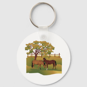 Porte-clés Chevaux dans le pâturage