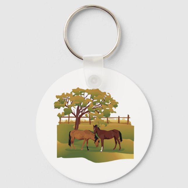 Porte-clés Chevaux dans le pâturage (Recto)