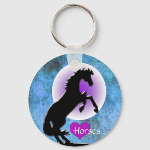Porte-clés Chevaux de coeur V (bleu/vert)
