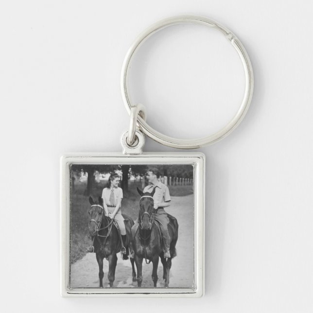 Porte-clés Chevaux d'équitation de couples (Devant)